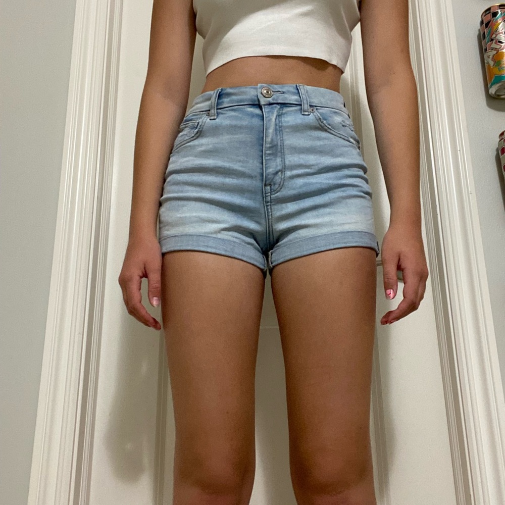 blue denim shorts